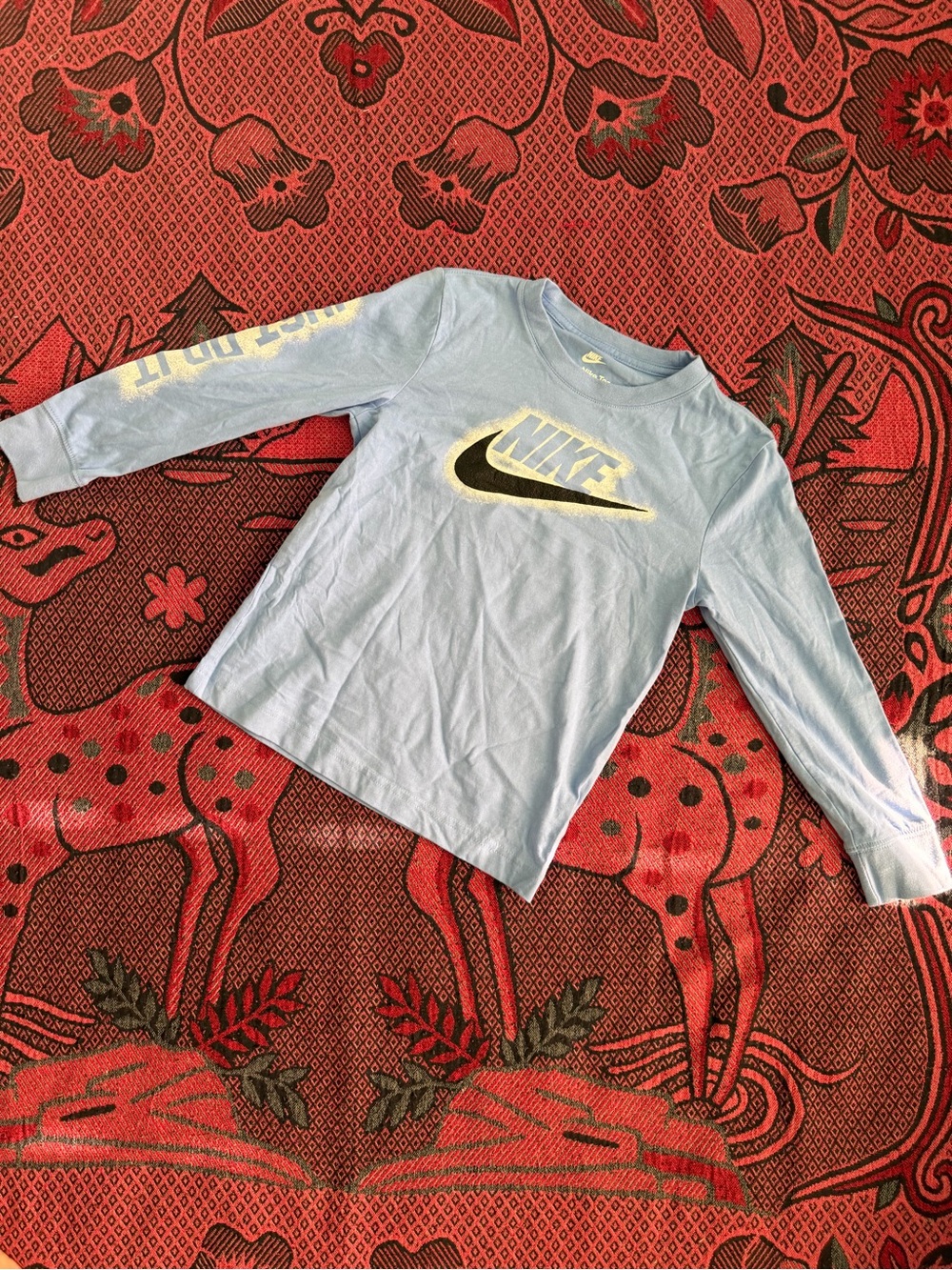 Nike Light Blue Long-Sleeve Logo Tee for Kids